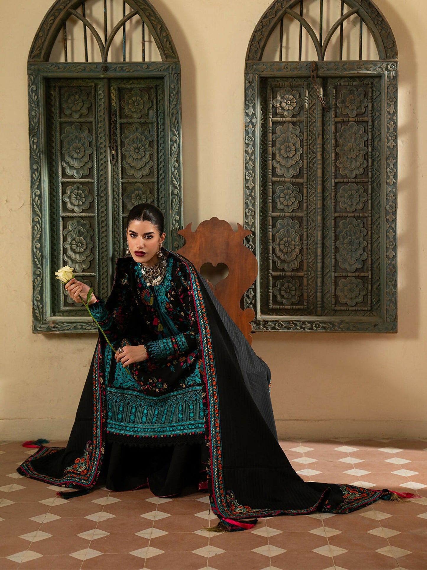 Binilyas Gulrukh Khaddar Embroidered Unstitched 3-Piece Suit-67-A