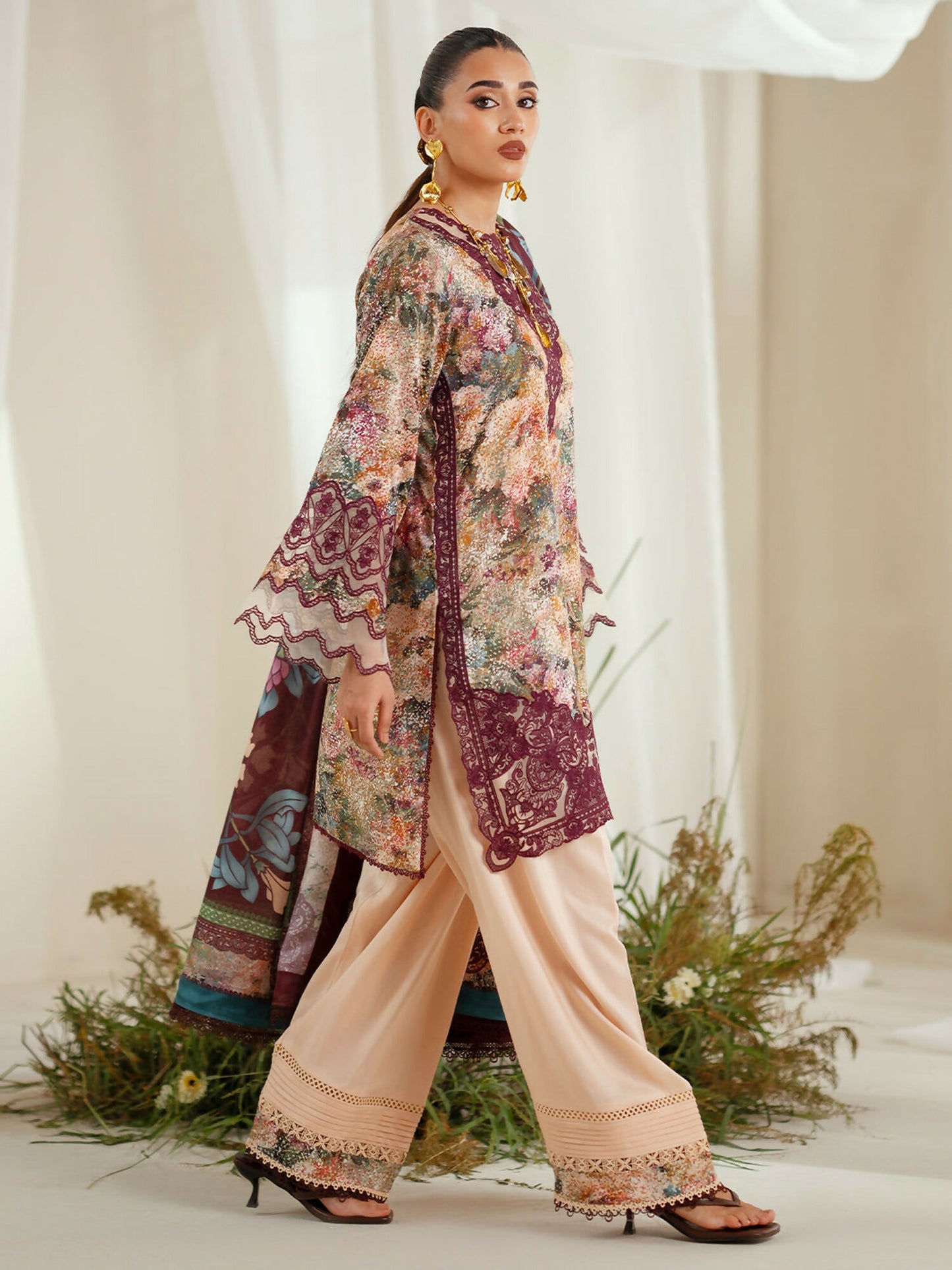 Binilyas Eres Bonita Viscose Embroidered Stitched 3-Piece Suit-1104-B