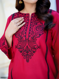 HU Studios Soléa Collection Lawn Cotton Embroidered Stitched 2-Piece Suit-Cherry Eclipse