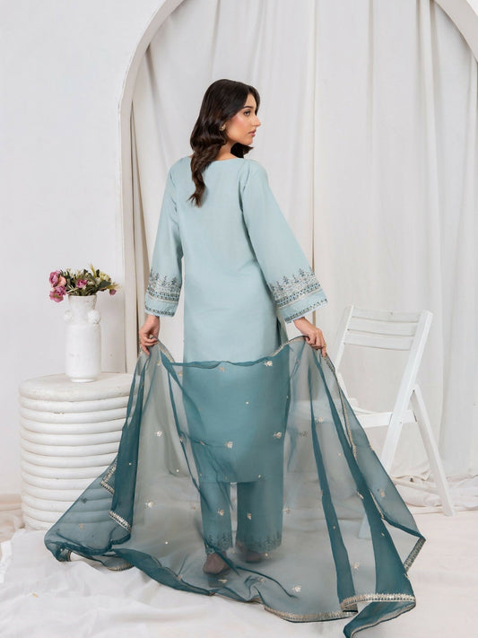 Stylish Collection Saya Pret Cotton Embroidered 3-Piece Suit-Sea Sand