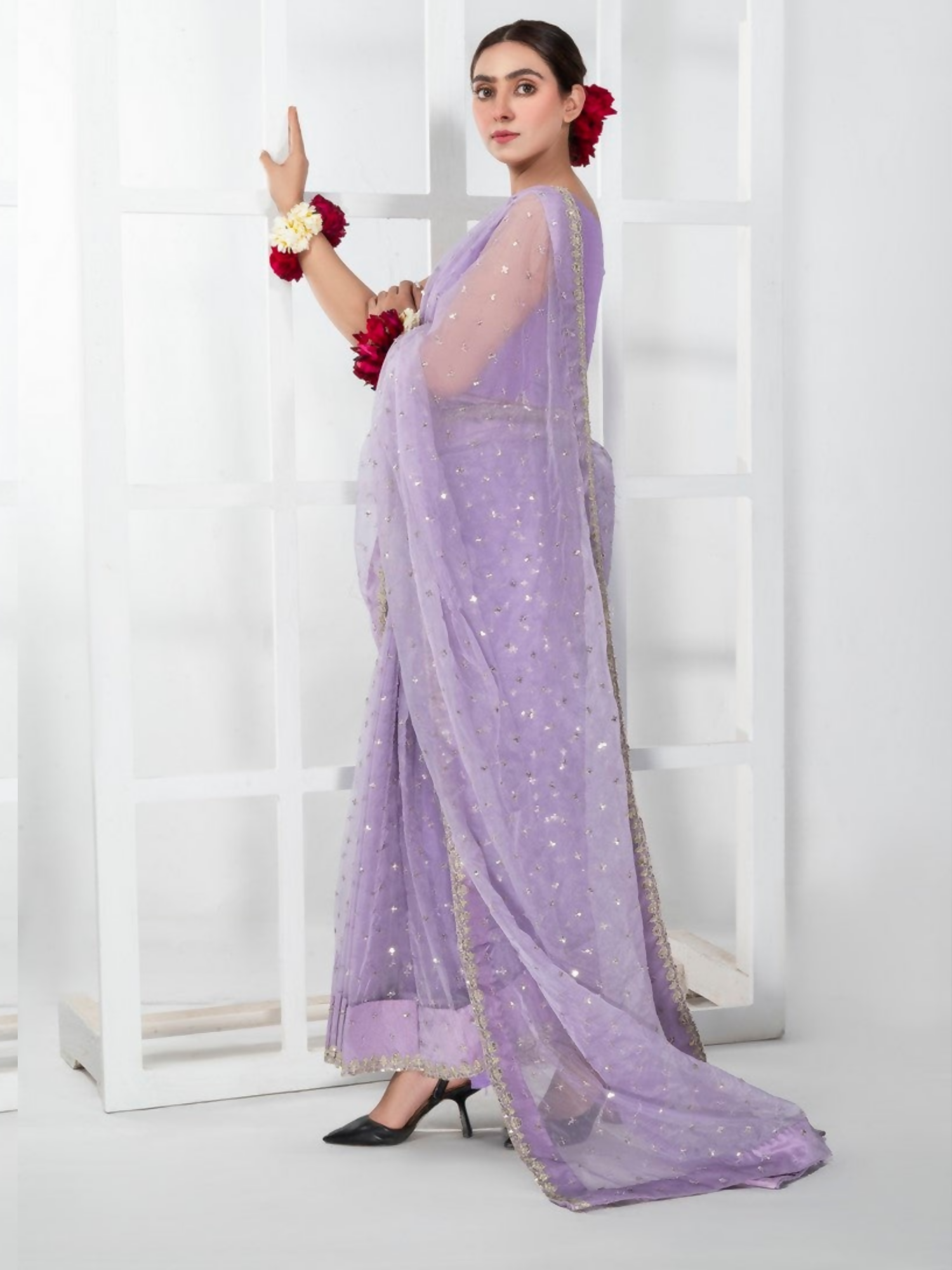Imran Aftab Lux Winter Wedding Organza Embroidered Unstitched Saree-IASC-26