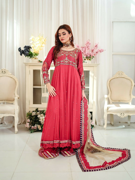 Farooq Hameed Studio Wedding Festive'25 Net Embroidered Stitched 3-Piece Suit-Seriya