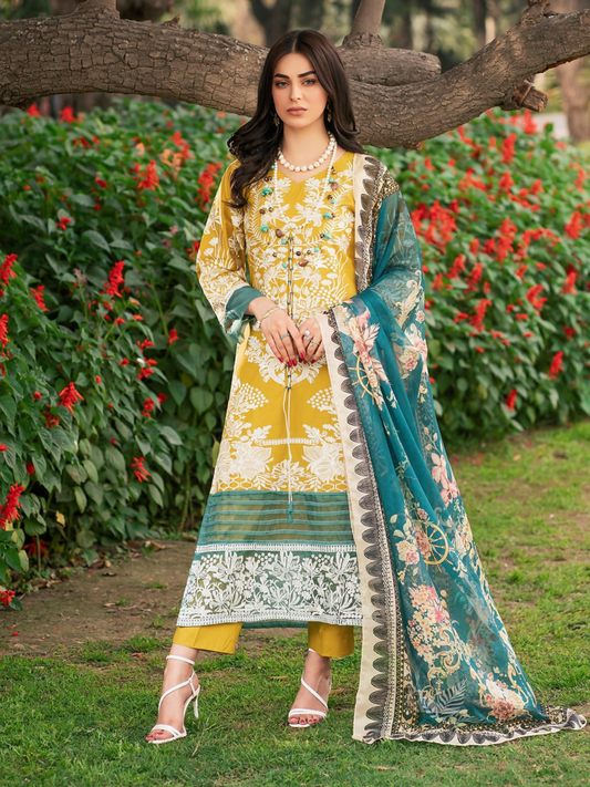 Panache Apparel Lawn Embroidered Stitched 2-Piece Suit-Florid Haven