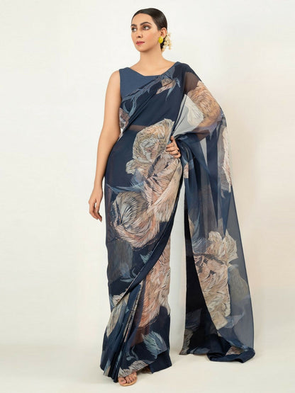 Imran Aftab Chiffon Printed Unstitched Saree-IASC 13