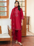 Mannat Clothing Lawn Embroidered Stitched Suit-Carmine
