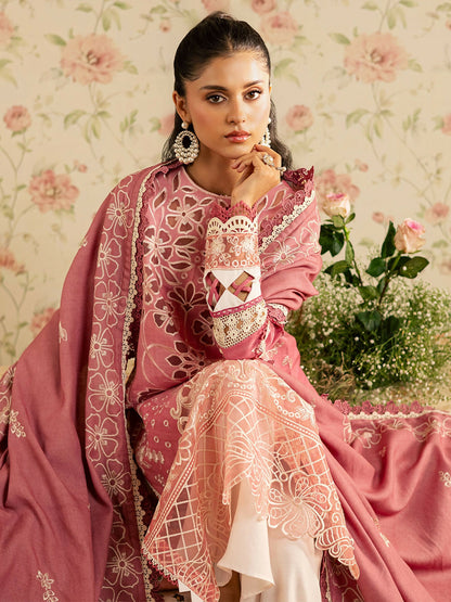 Mahnur Kaia Slub Linen Embroidered Stitched 3-Piece Suit-K- 13