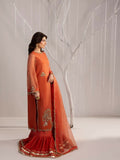 Shurooq Echoes In Bloom Silk Embellished Stitched 3-Piece Suit-Amber Dusk