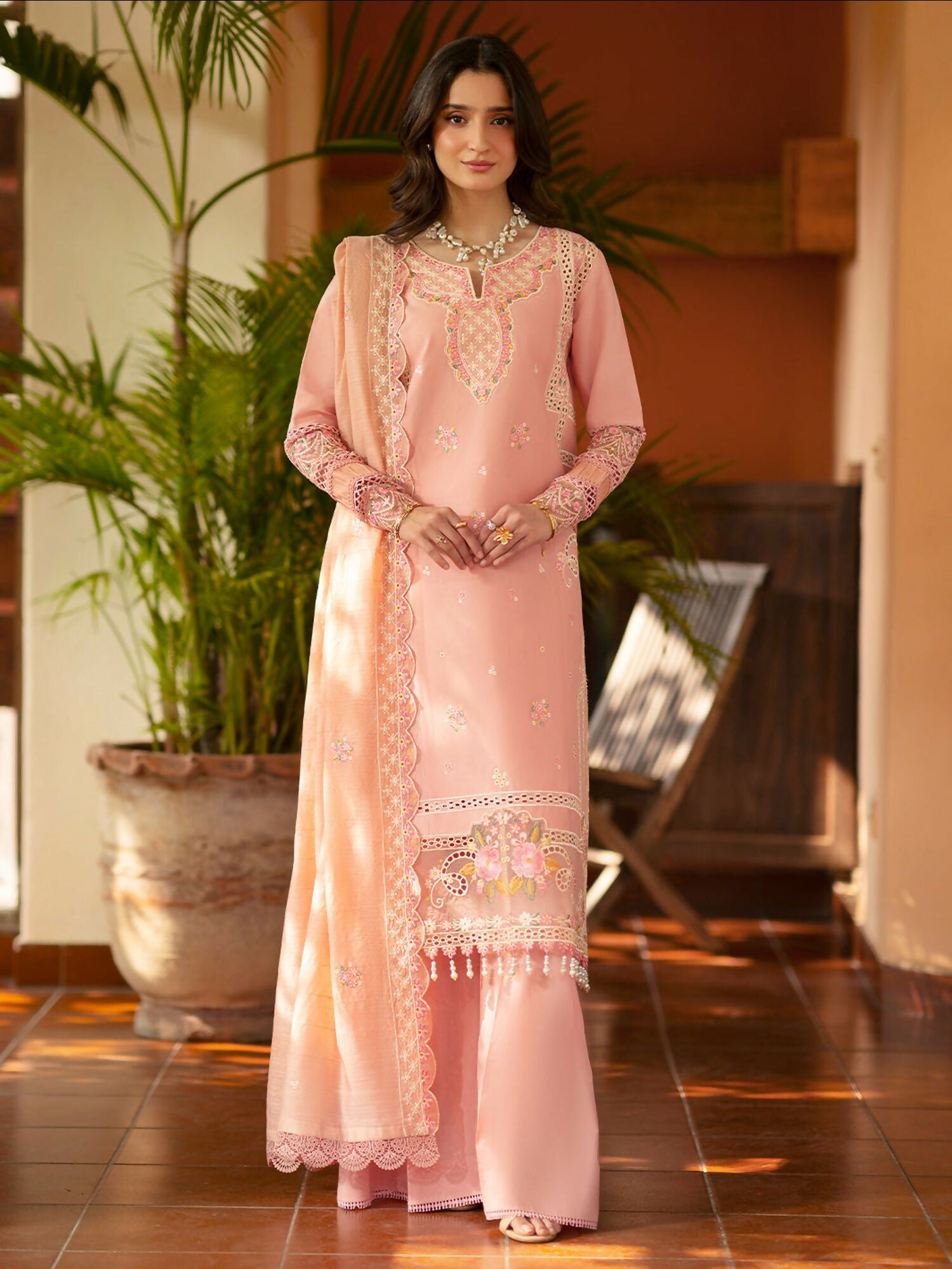 Mahnur Angan Lawn'26 Embroidered Stitched 3-Piece Suit-AN-004