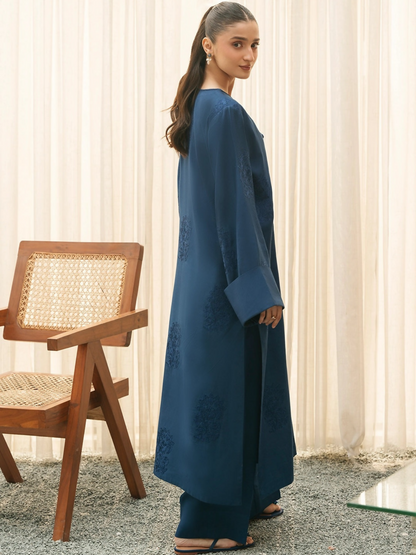 Mannat Clothing Suave Edit Raw Silk Embroidered Co-Ord Set-Nocturne