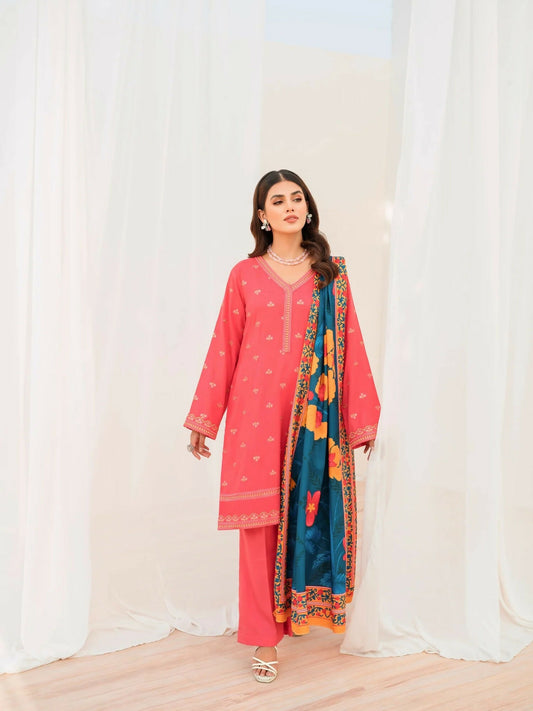 Panache Apparel Winter Basics Linen Embroidered Stitched 2-Piece Suit-Divine