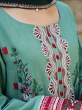 Hemstitch Lawn Embroidered Stitched 3-Piece Suit-Jade