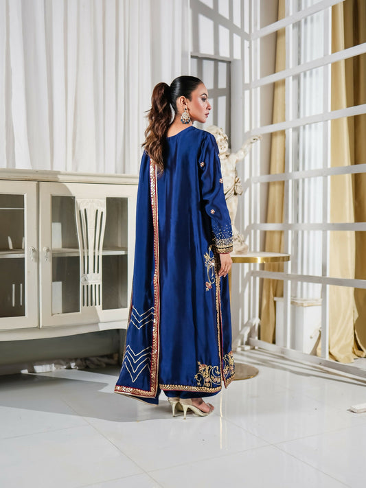 Farooq Hameed Studio Pariza Lux Festive'25 Pure Glass Silk Embroidered Stitched 3-Piece Suit-Fariyn