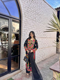 Tawakal Closet Linen Embroidered Stitched 3-Piece Suit-Multi Color Black