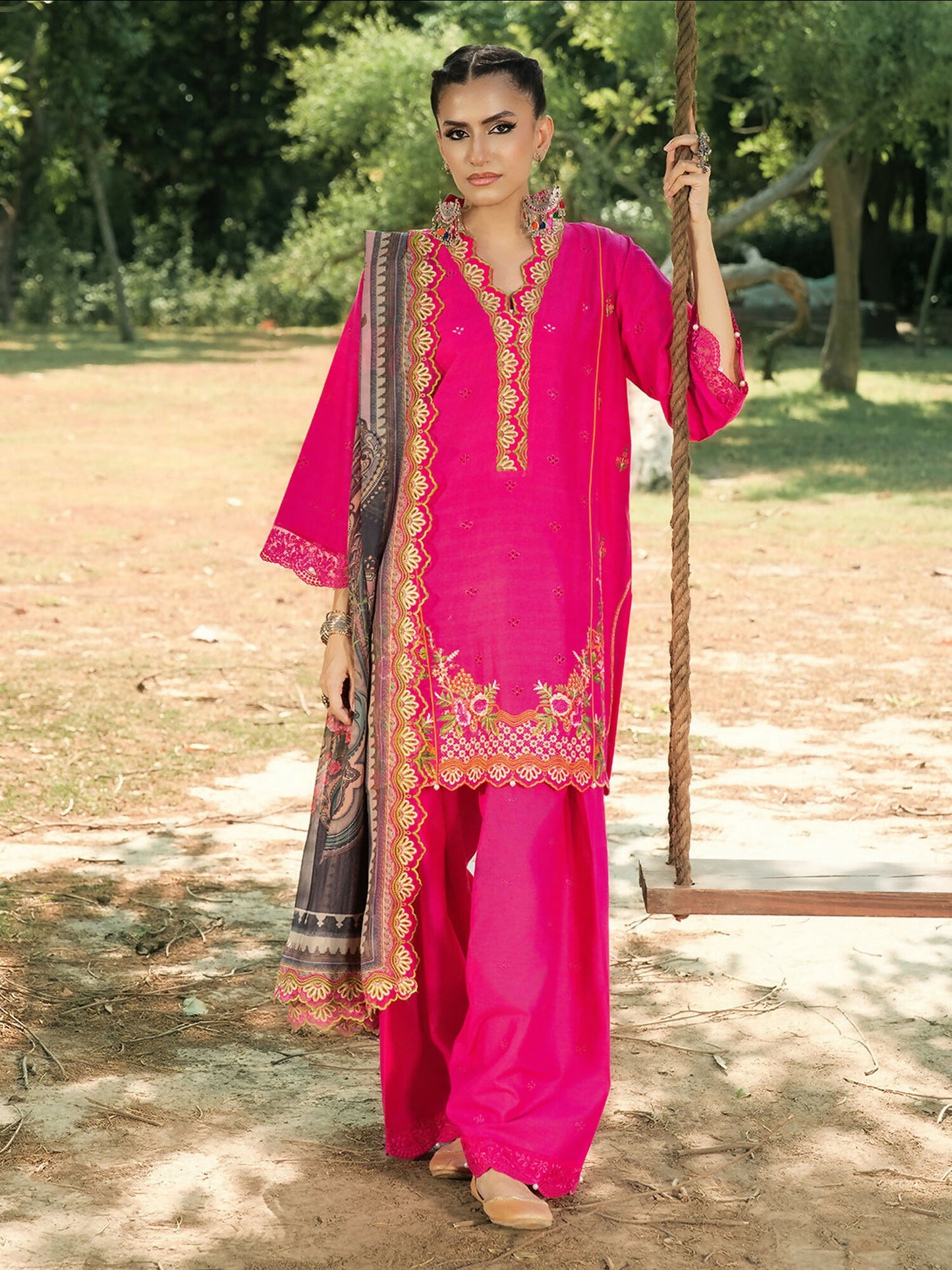 Hemstitch Lawn Embroidered Stitched 3-Piece Suit-Blush Petal