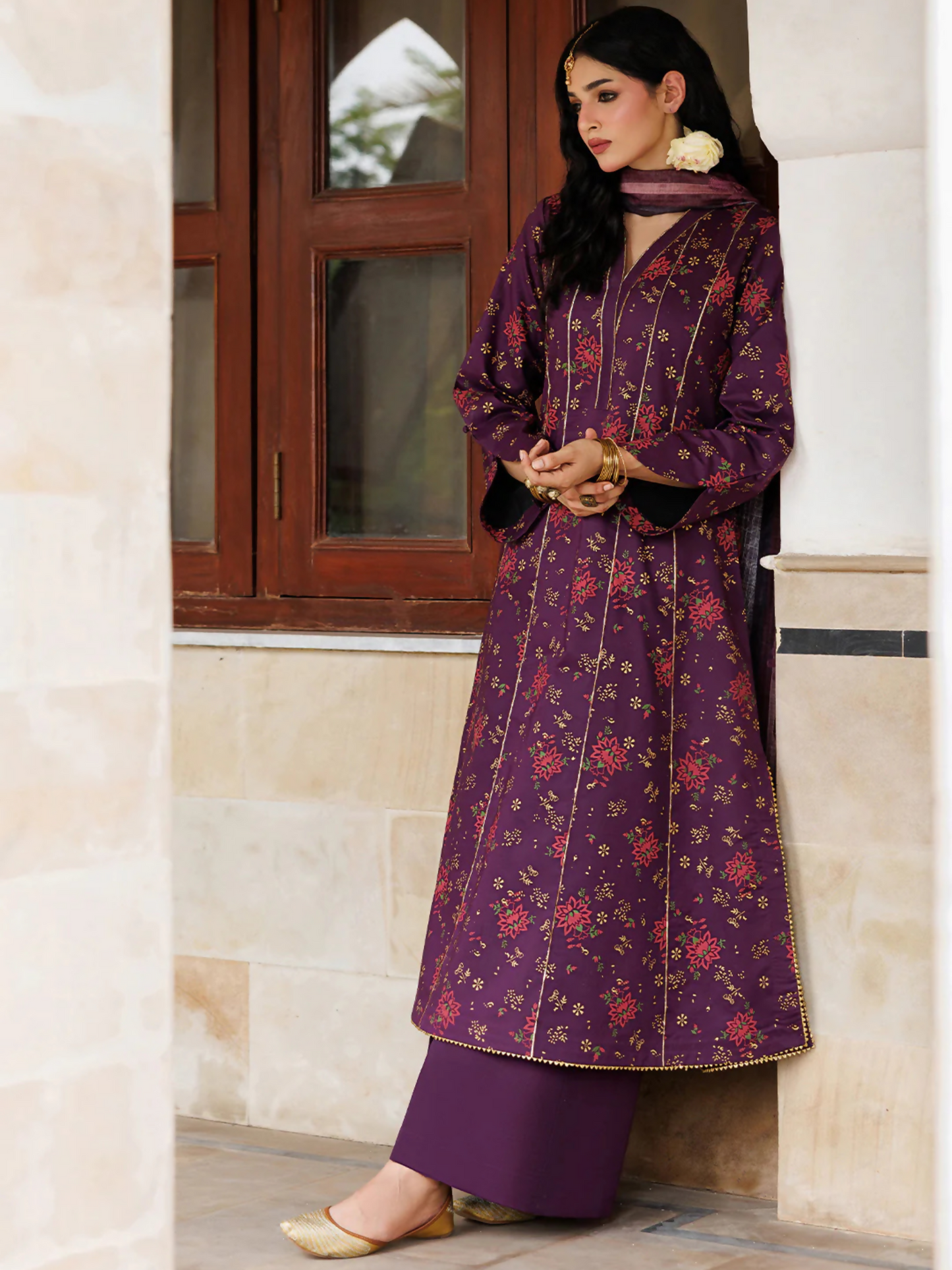 Purple Panache Apparel Noor Mahal Cotton Printed Stitched Suit-Liyana