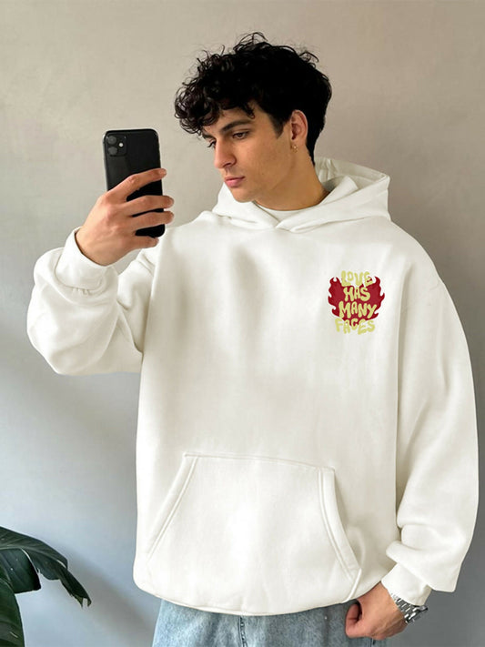 White Jupiter Hotep Oversized Faceless Love Printed Hoodie-14936