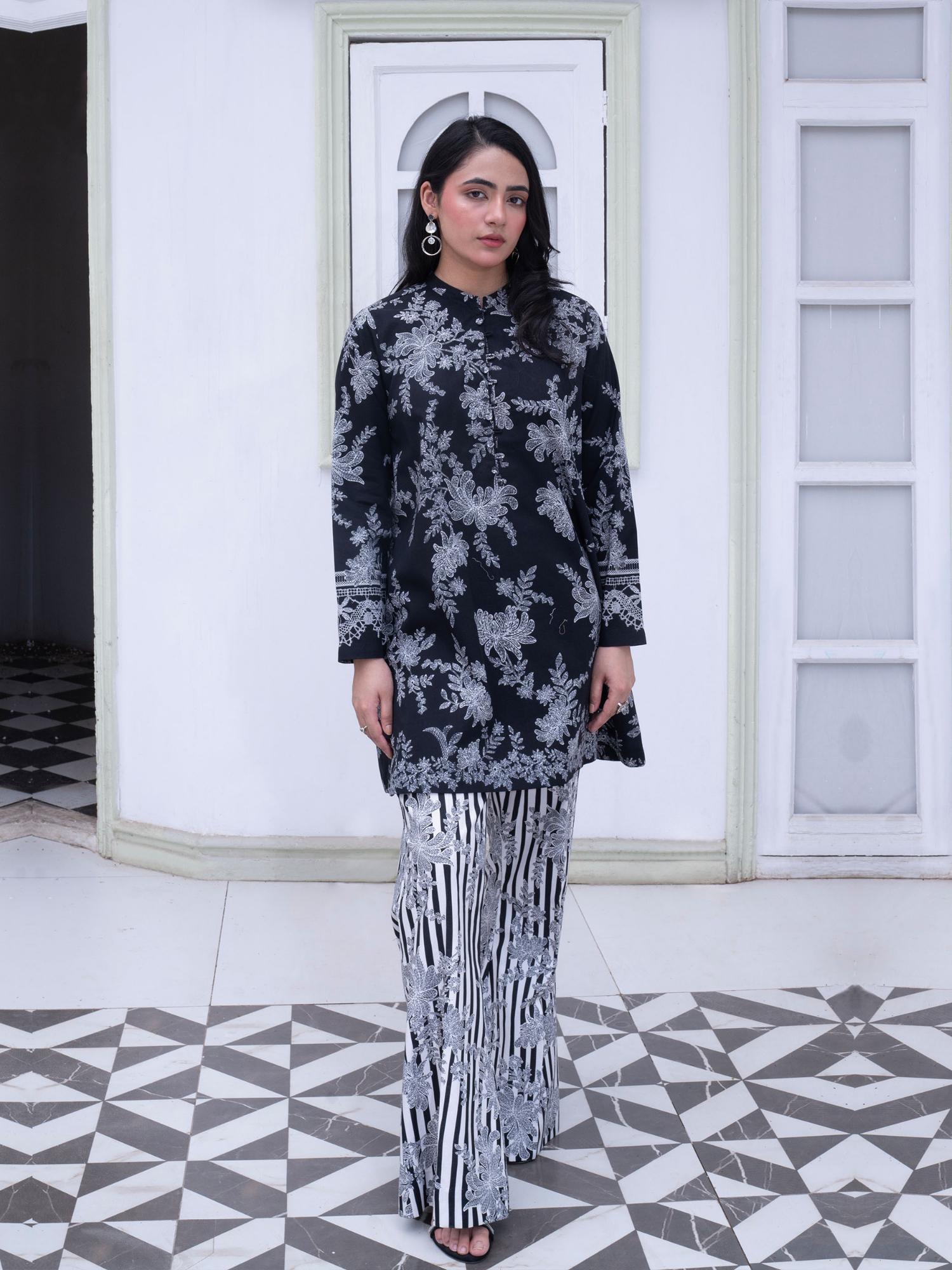 Black Rabazka Lawn Printed Co-Ord Set-10
