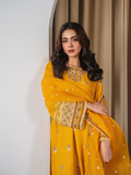 Tehzeeb Libas Linen Embroidered Stitched 3-Piece Suit-Preet