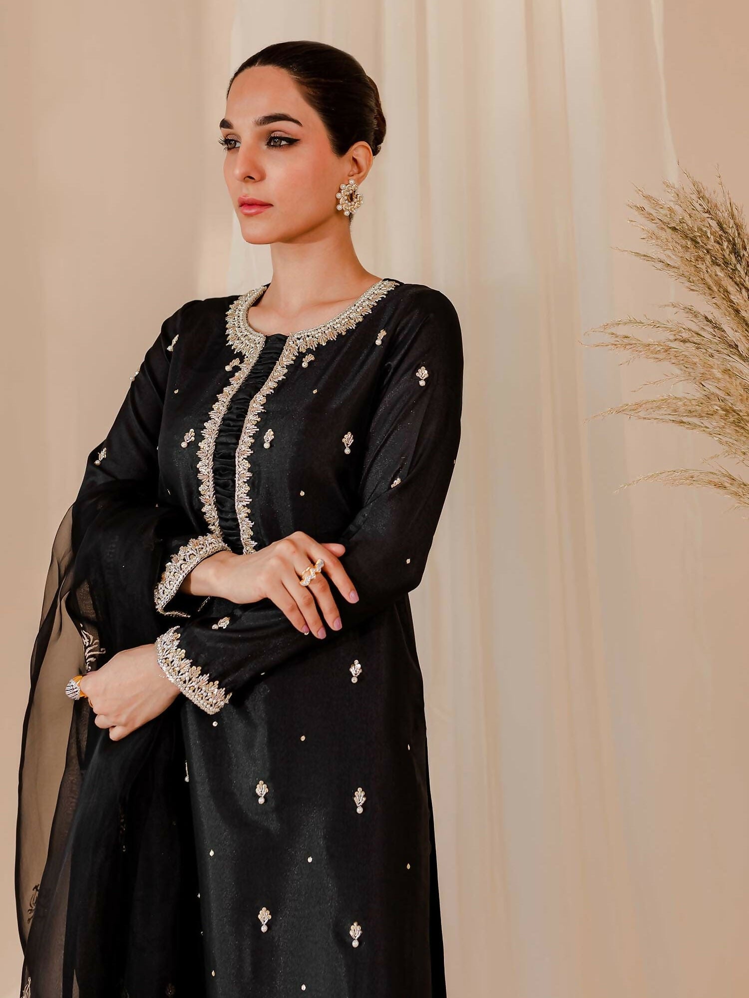 Allure By IH Raw Silk Embellished Stitched 3-Piece Suit-Soul