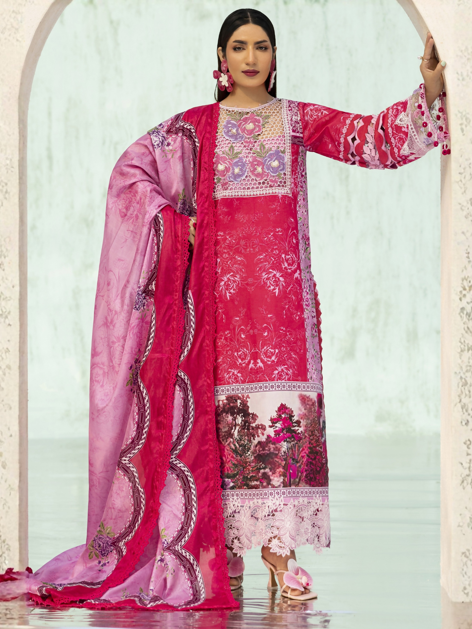 Parishay Ivy Bloom'26 Lawn Embroidered Unstitched 3-Piece Suit-IB-14