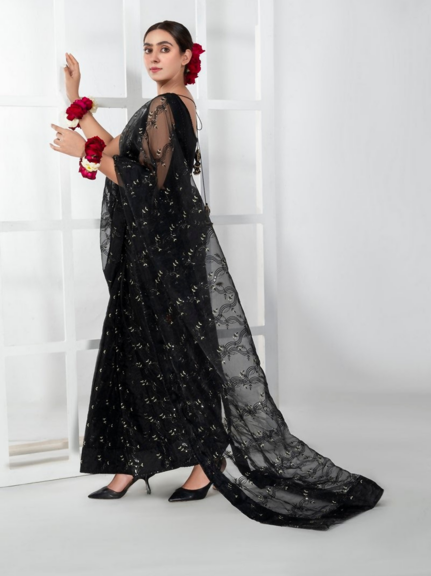 Imran Aftab Lux Winter Wedding Organza Embroidered Unstitched Saree-IASC-25