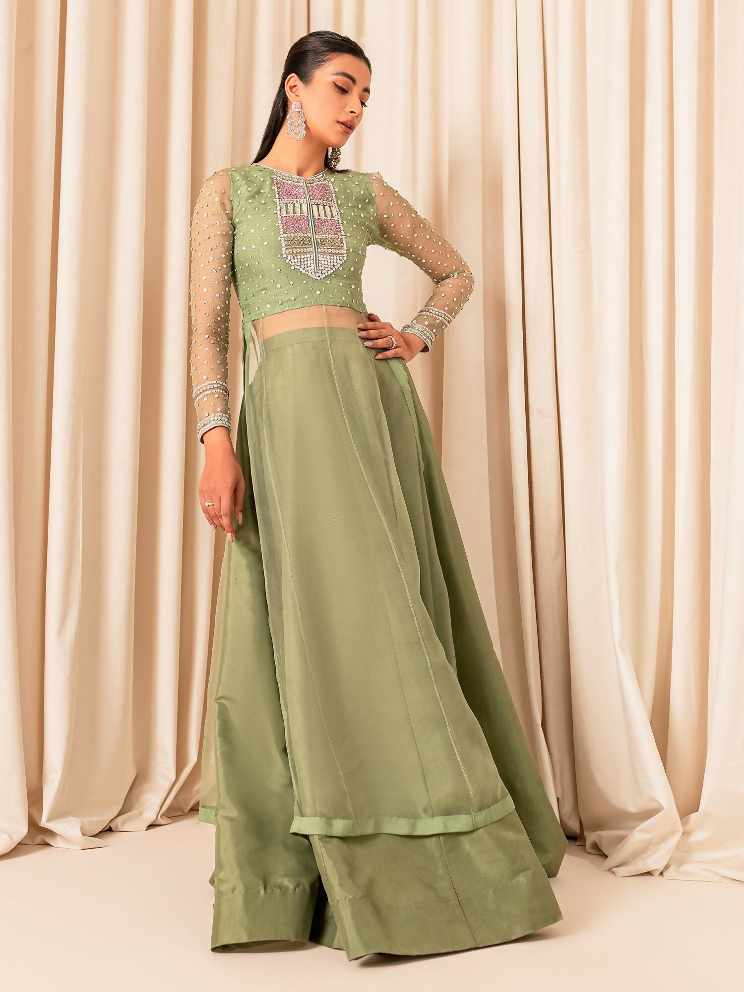 Allure By IH Luxe Formals Organza Embellished Lehenga-Molly