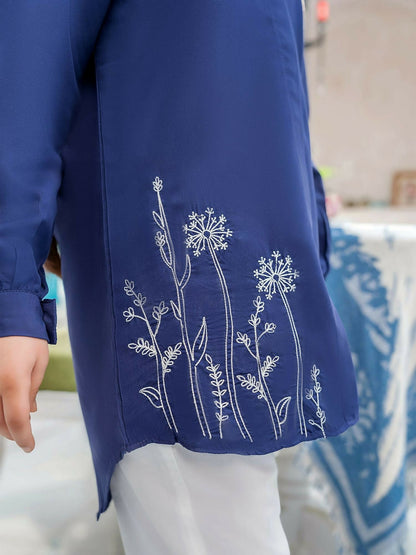 Velvour Girls Cotton Embroidered Stitched Tunic-VG121-B