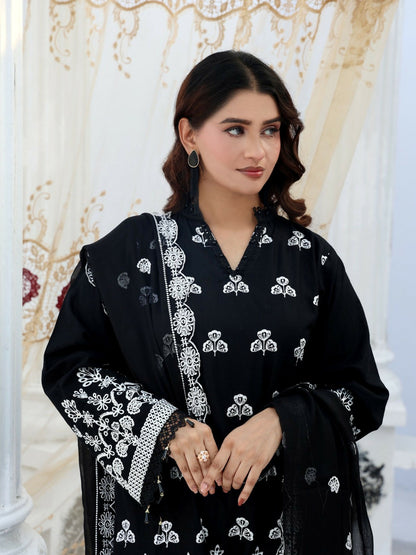 RB Pret & Couture Linen Embroidered Stitched 3-Piece Suit-04