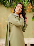 Allure By IH Katan Silk Embroidered Stitched 3-Piece Suit-Sage