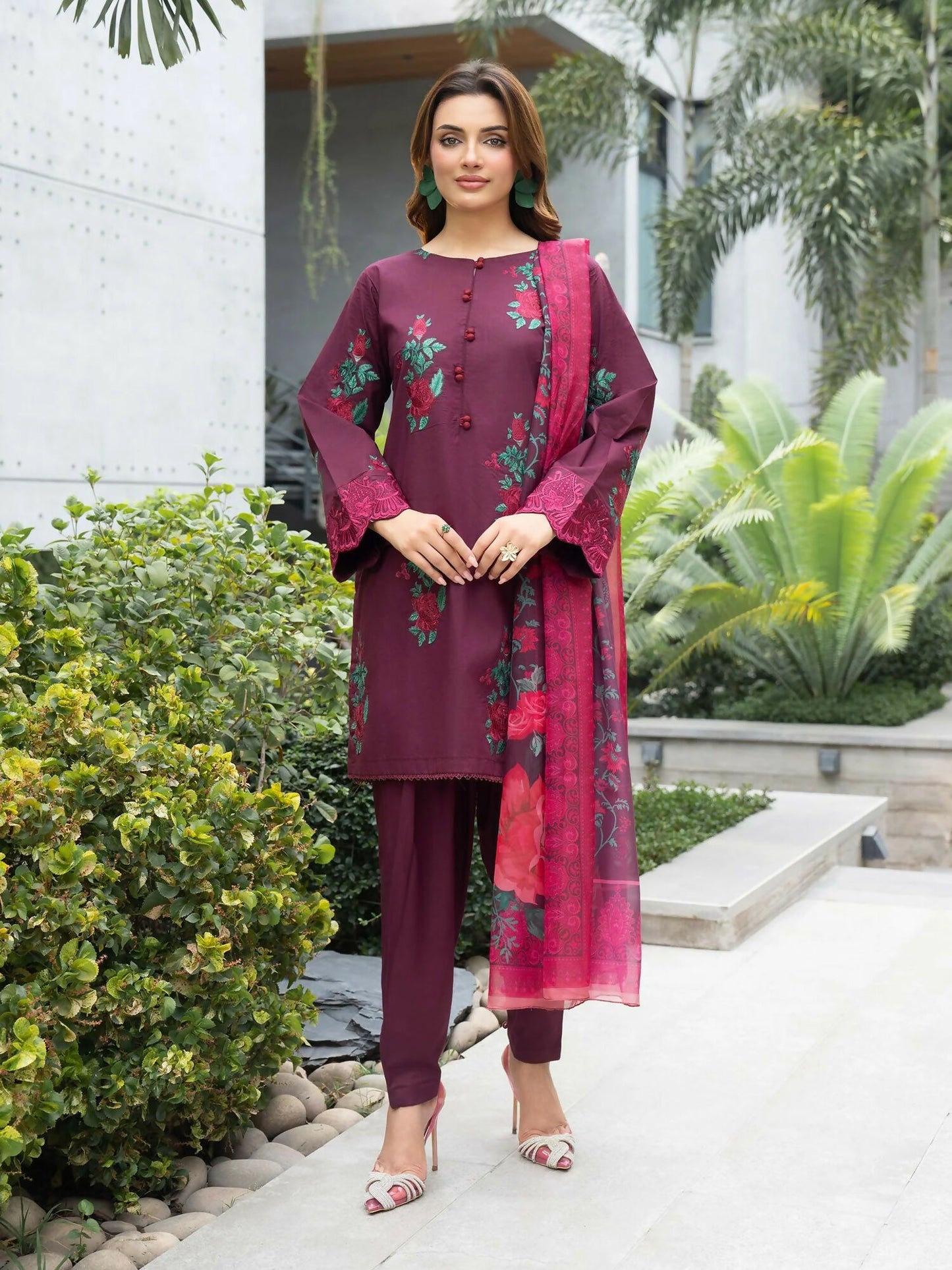 Panache Apparel Cotton Lawn Embroidered Stitched Suit-Iznik