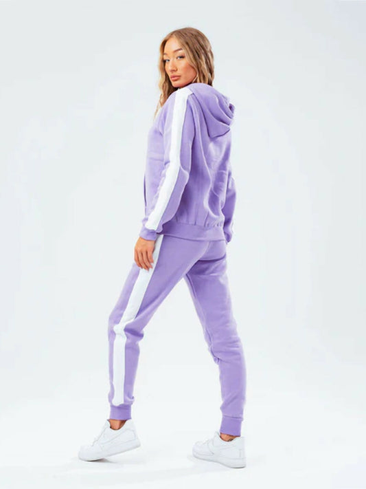 Jupiter Plain Off Shoulder Side Panel Hooded Twin Set-13975