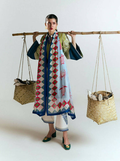 Jugnu by Hussain Rehar SS'25 Edit II Cotton Embroidered Unstitched 3-Piece Suit-Bia