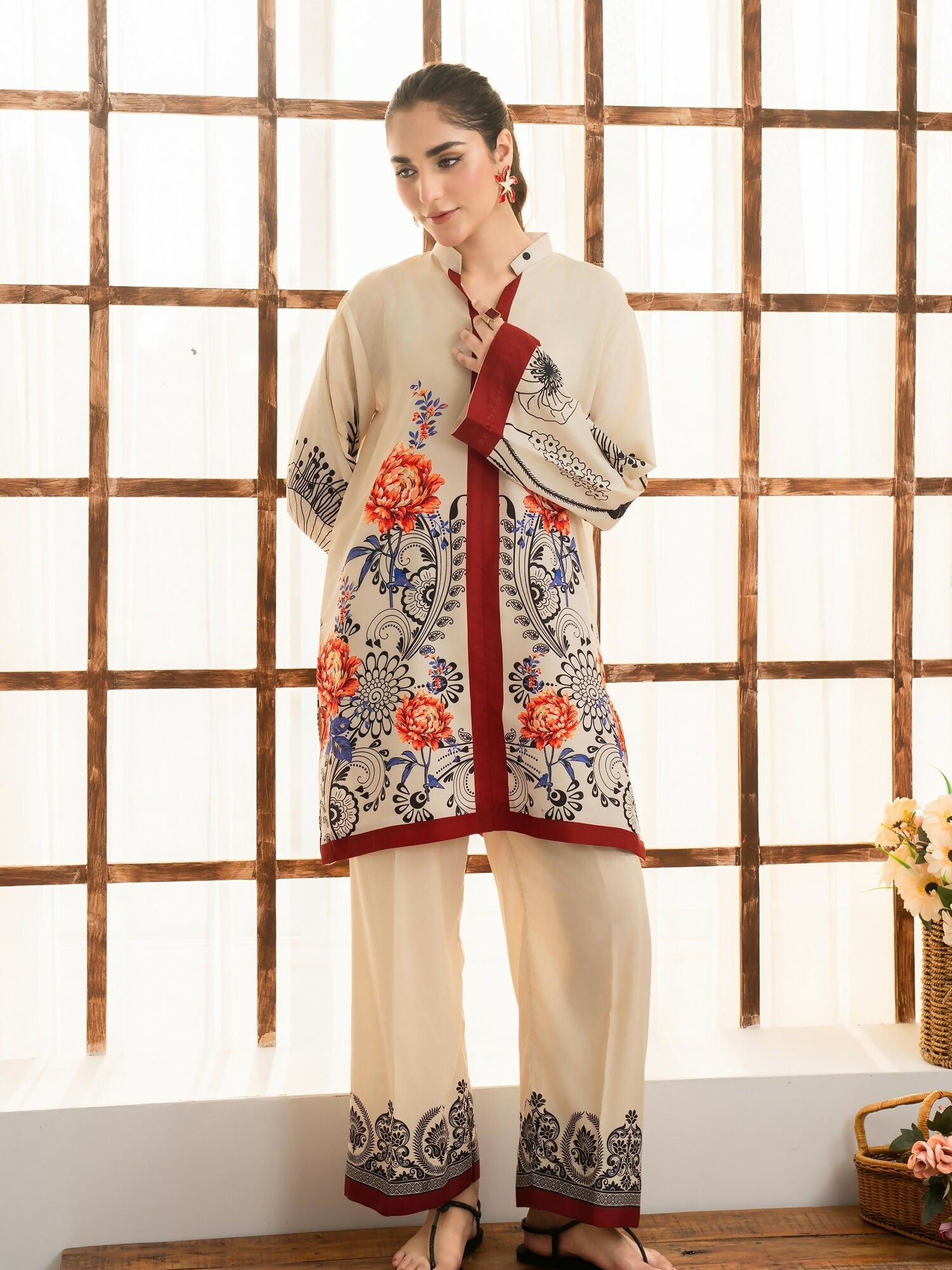 Panache Apparel Florise Lawn Printed Co-Ord Set-Rosyne