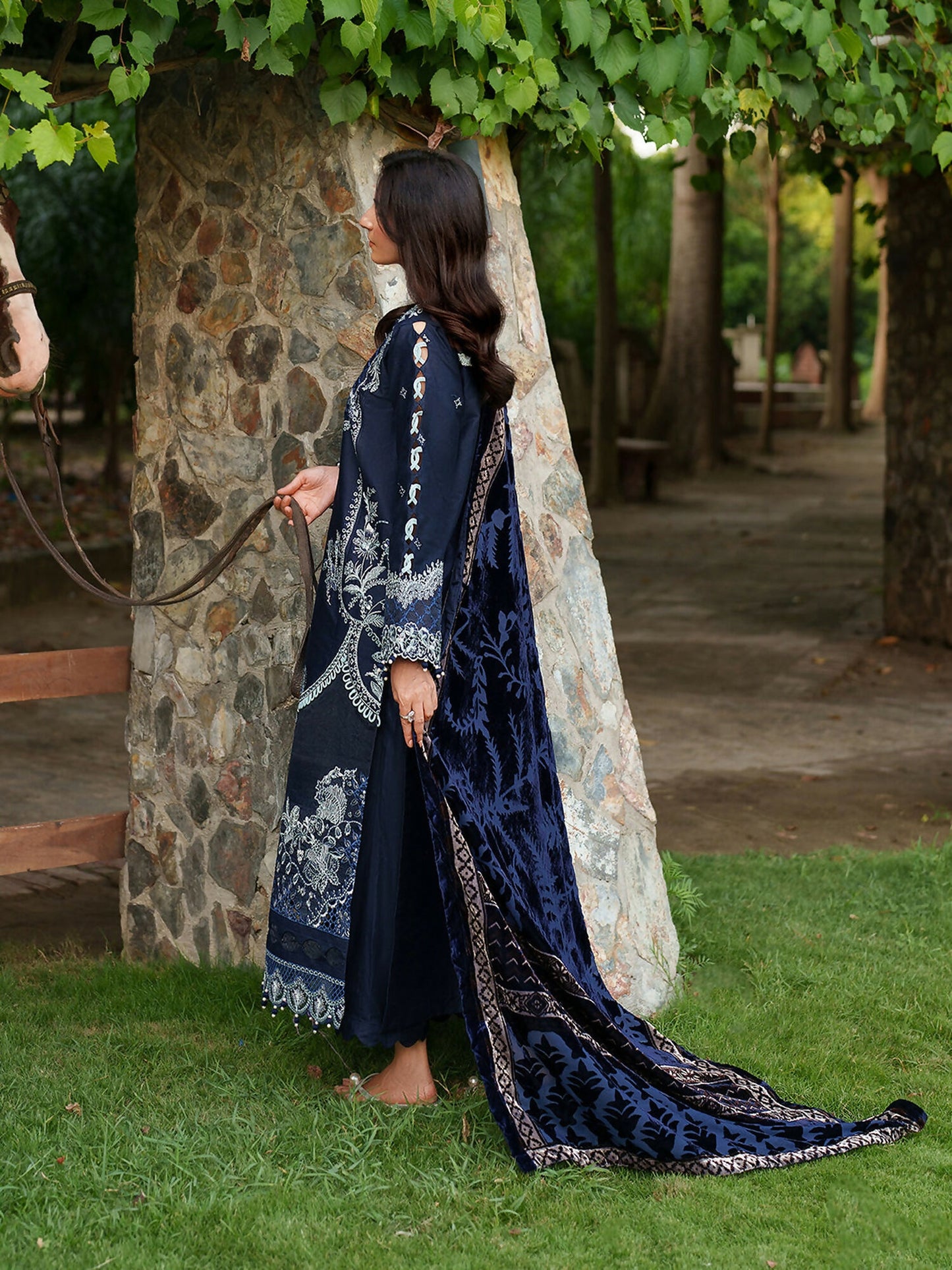 Parishay Panache Winter Corduroy Embroidered Stitched 3-Piece Suit-PNE-08