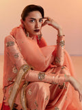 Hussain Rehar Candy Soap Raw Silk Embellished Stitched 3-Piece Suit-Pesca