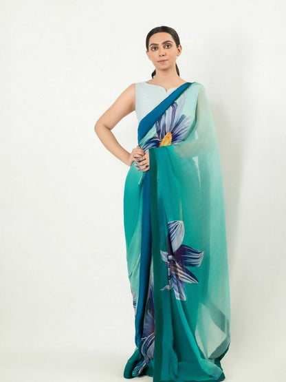 Imran Aftab Chiffon Printed Stitched Saree-IASC-22