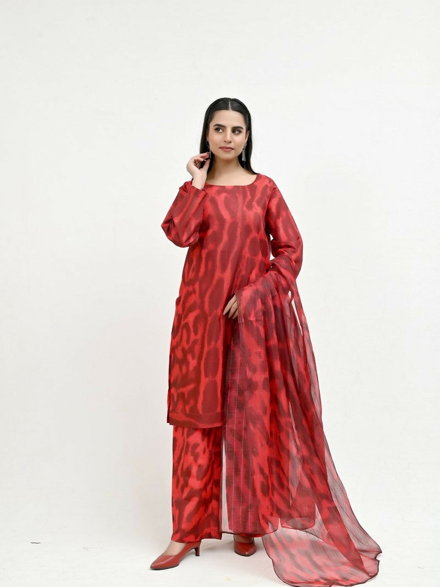 Imran Aftab Valentine's Day Raw Silk Printed Stitched 3-Piece Suit-IAVD 04