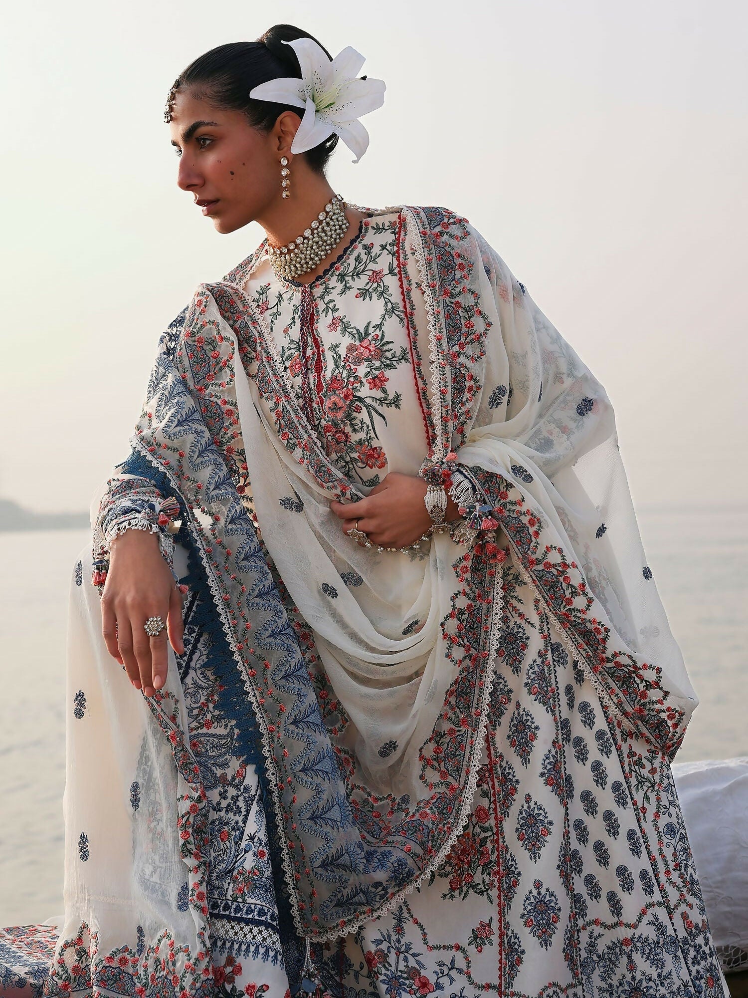 Hussain Rehar Luxury Lawn'26 Eid Edit Embroidered Unstitched 3-Piece Suit-Yuki