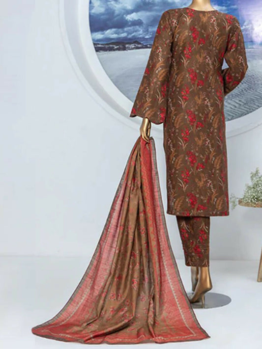 Funky's Printed Khaddar Unstitched 3-piece Suit-14928