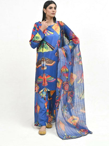 Imran Aftab Basant Mela Raw Silk Printed Stitched 3-Piece Suit-IARP 03