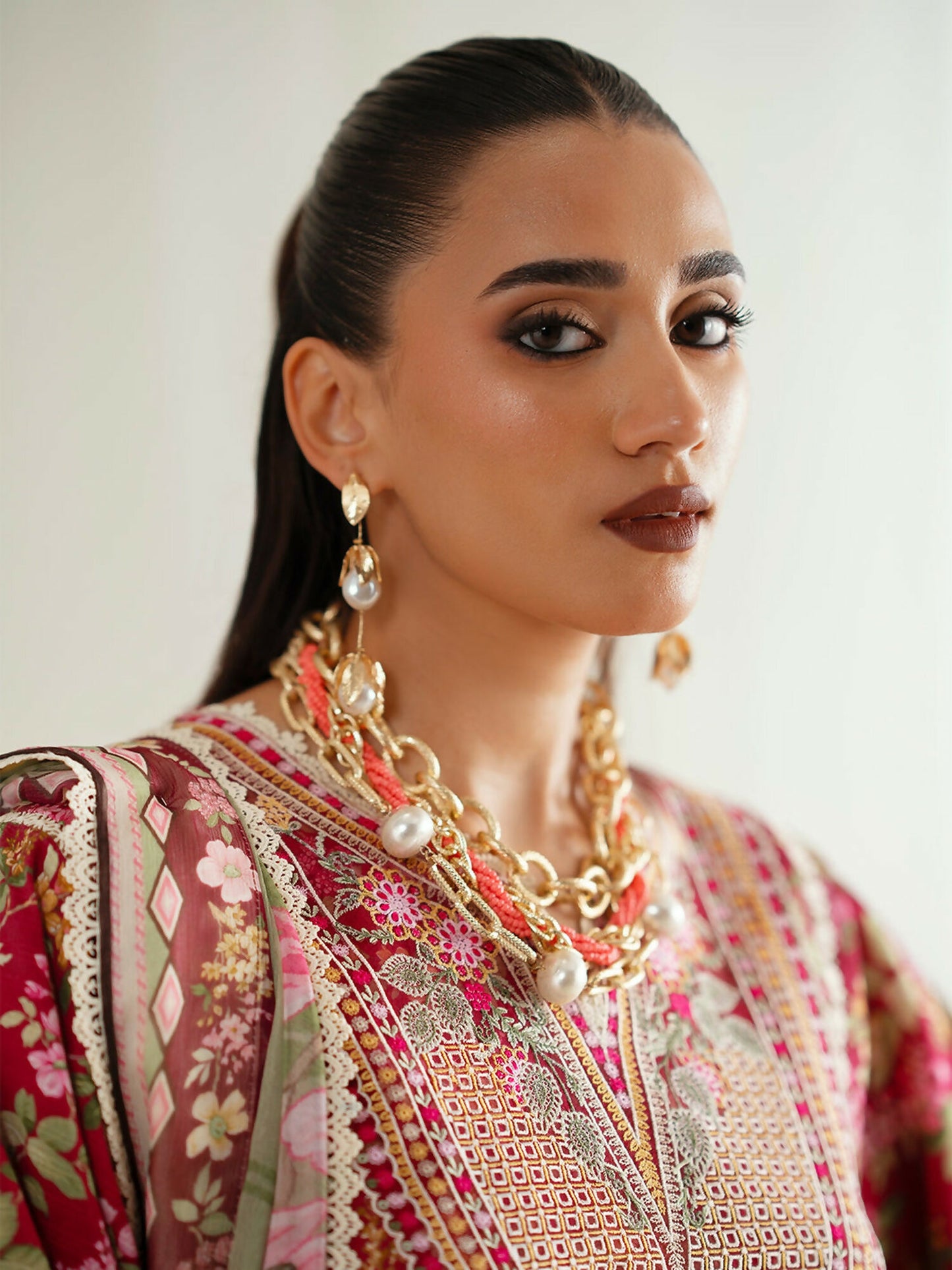 Binilyas Eres Bonita Viscose Embroidered Stitched 3-Piece Suit-1107-B