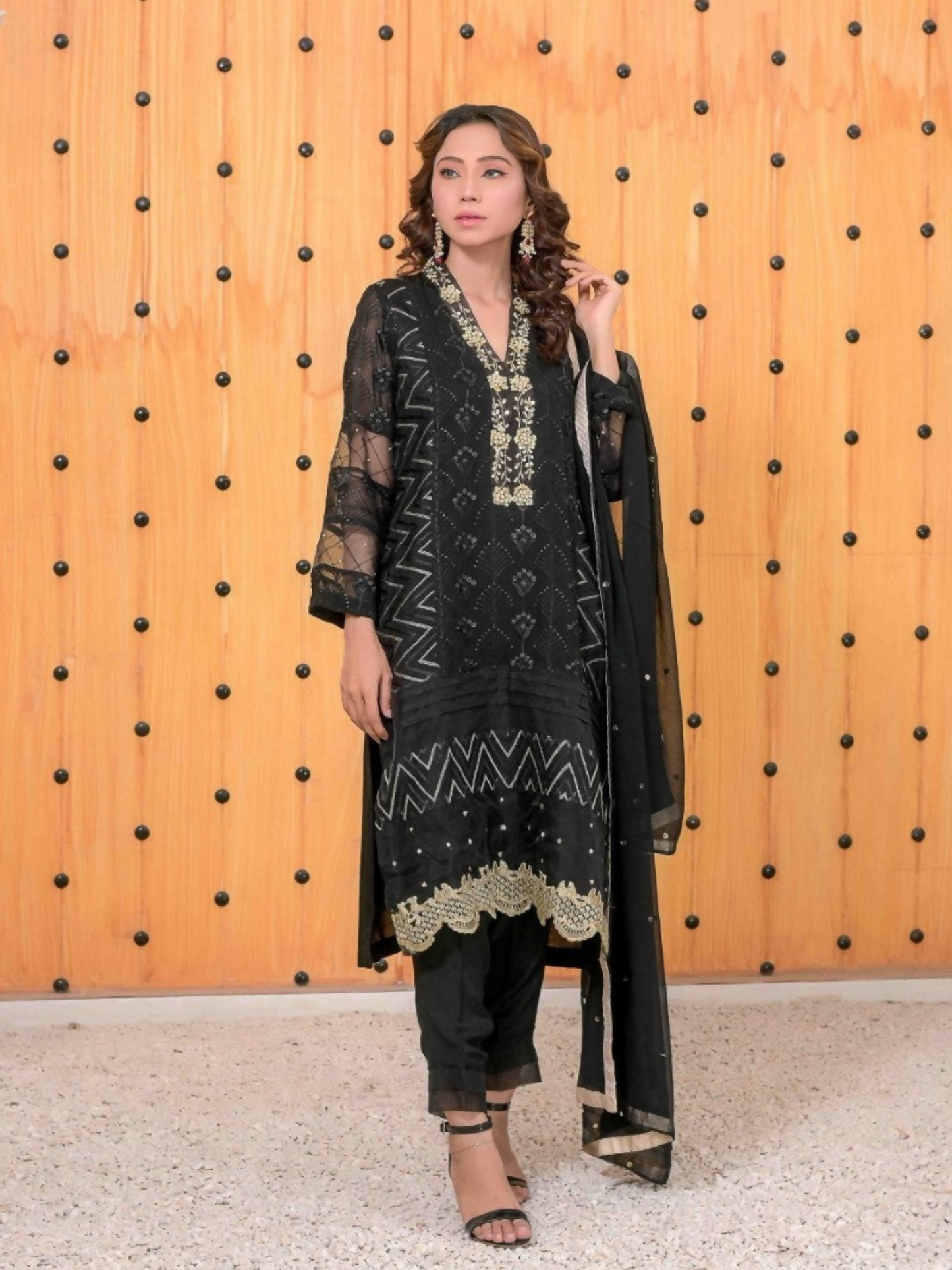Ruby's Couture Ashiyana Organza Embroidered Stitched 3-Piece Suit-Sufi