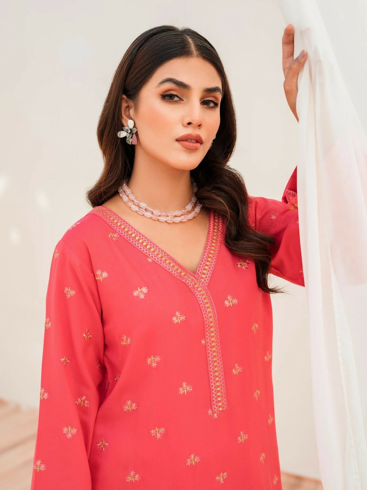 Panache Apparel Winter Basics Linen Embroidered Stitched 2-Piece Suit-Divine