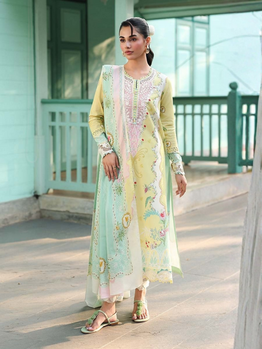 Qalamkar Qprints Lawn'26 Embroidered Unstitched 3-Piece Suit-AX-10-(A)-Jovie