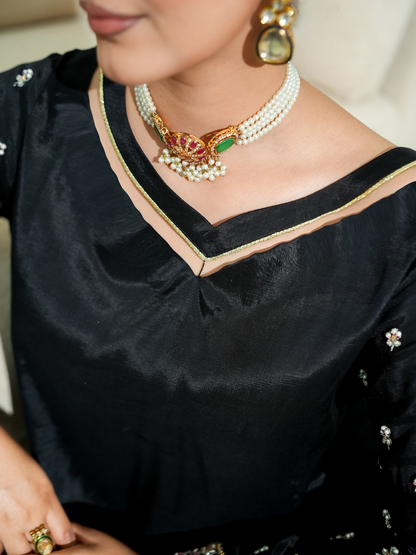 Allure By IH Fashion Calling Raw Silk Embellished Stitched 3-Piece Suit-Maanvi