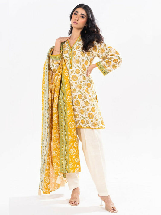 Alkaram Studio Khaddar Printed Unstitched 3-Piece Suit-FW-17.1-24-Off White