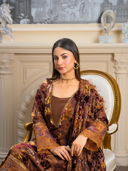 Noori Palachi Embossed Printed and Embroidered Unstitched 3-Piece Suit