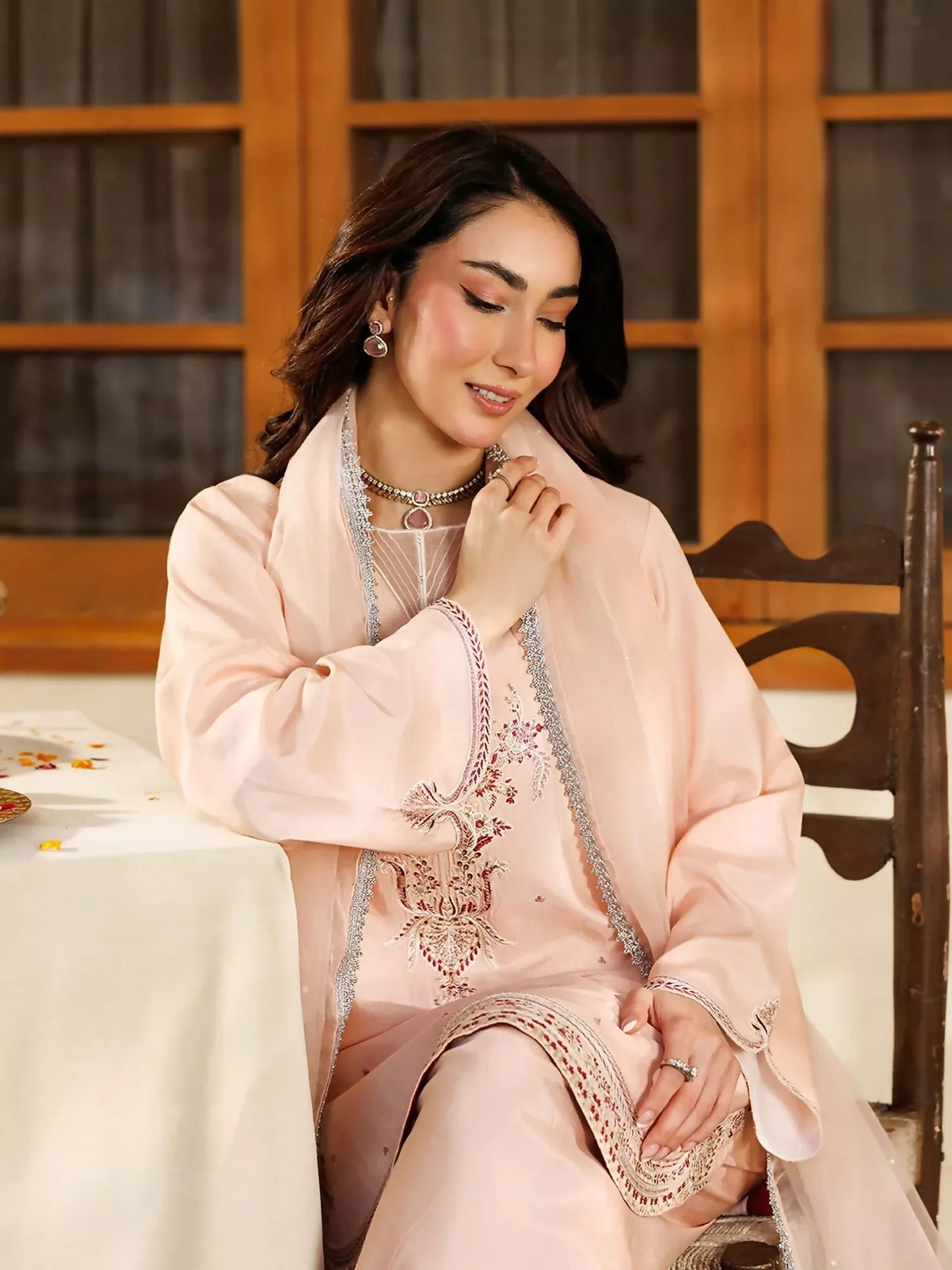 Panache Apparel Noore Eid Edit Sheesha Silk Embroidered Stitched Suit-Sabil