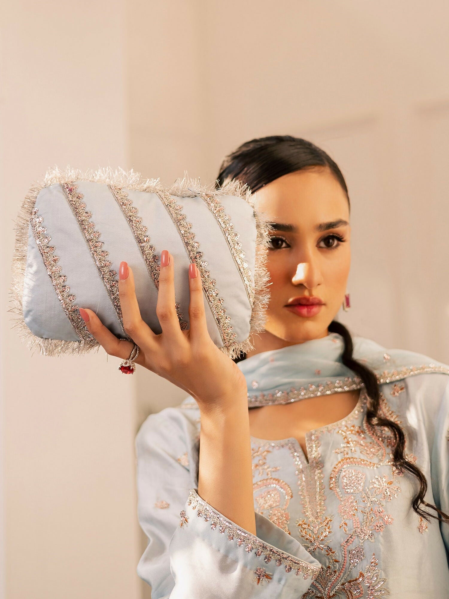 Allure By IH Be-My-Guest Thai Silk Embroidered Stitched 3-Piece Suit-Arona