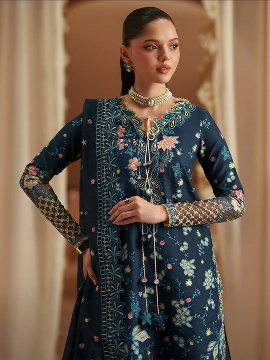 Binilyas Mashriq Luxury Lawn'26 Embroidered Unstitched 3-Piece Suit-D-117-C